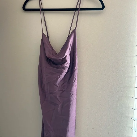 Show Me Your MuMu verona cowl midi dress plum luxe satin women’s Large - Picture 2 of 5